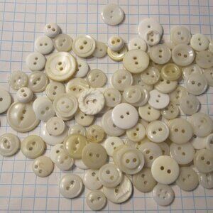 Vintage lot of Sewing Buttons - Large Mix of small White / Translucent Rounds #1